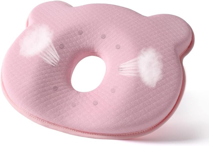 Rancy Memory Foam Travel Pillow,Portable Cute Cartoon Bear Soft and Cozy Pillow (Pink) - Image 1